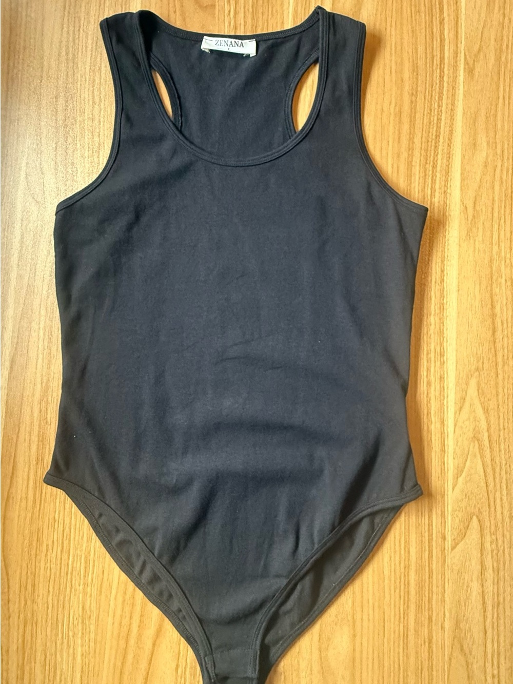 NWOT Zenana Black Racerback Tank Bodysuit Scoop Neck One Piece Large